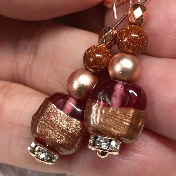 💋✨pretty murano/Italian glass and rose gold earrings - Picture 5 of 10